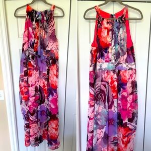 Eliza J Halter Maxi Dress 18W Floral Pink